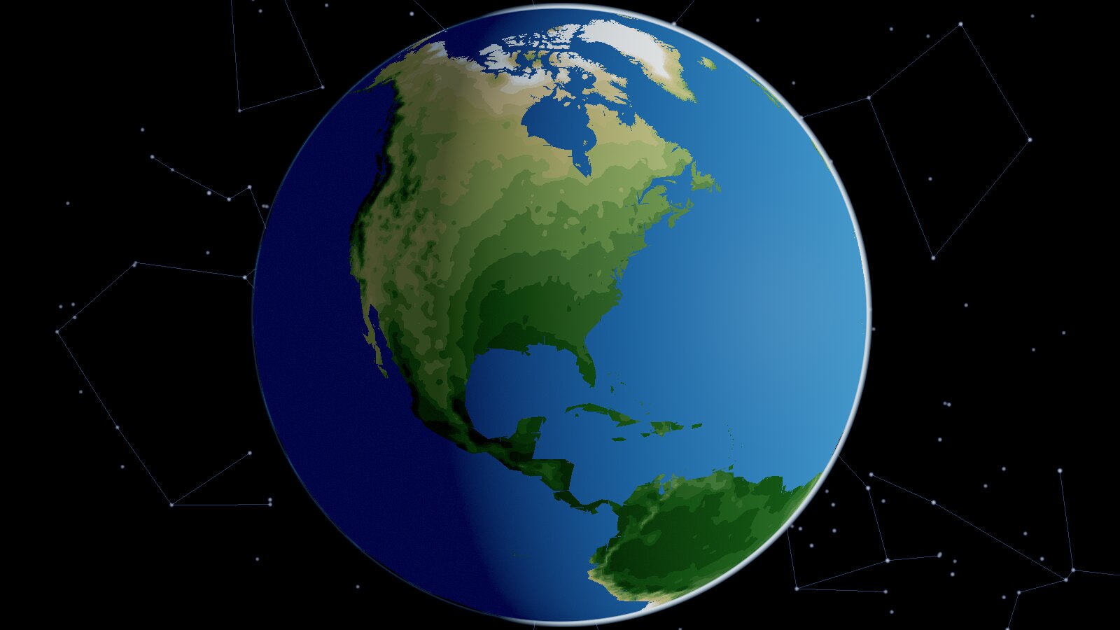 The planet seen from orbit in the CityMap3D engine