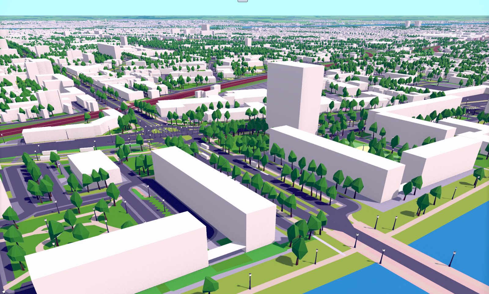 A 3D city map rendered in the CityMap3D engine